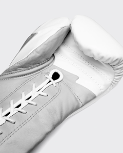 Custom Fly <b>White</b> <b>Lace</b> Up Boxing Gloves Customized Logo !00% Genuine Leather Martial Arts MMA Muay Thai Sports Gear - Product Image 5
