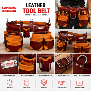 Heavy Duty Leather <b>Tool</b> <b>Belt</b> | Professional Carpenter <b>Tool</b> Pouch | Adjustable Work <b>Belt</b> | Multi Pocket <b>Tool</b> Holder | OEM Availab - Product Image 2