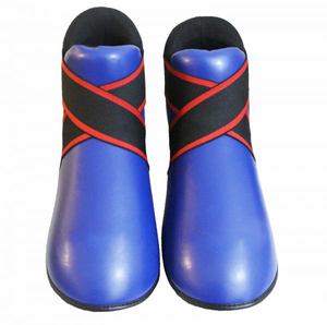 Blue Leather Lace-Up Boxing Shoes with <b>Red</b> Elastic Bands Breathable Shock Resistant <b>High</b> <b>Top</b> Training - Product Image 4