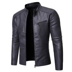 Chaqueta de cuero marrón para hombre, estilo motociclista, con cremallera, corte ajustado, manga regular, estilo otoñal. - Product Image 5