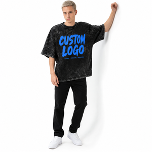 T-shirt surdimensionné personnalisé avec logo pour homme, style streetwear, délavé à l'acide, respirant, écologique, en coton vieilli, manches courtes, col rond, jersey - Product Image 4