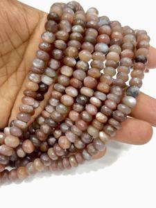 Cuentas de Piedras Preciosas al por Mayor, Cuentas de Piedra Lunar de Chocolate Natural AAA, Cuentas Facetadas en Forma de Rondelle de 8 mm, Hilo de 8 Pulgadas - Product Image 3
