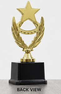 Gold Plated Star fiber <b>Trophy</b> With Laurel Wreath Black Base For Sports And Games - Product Image 3