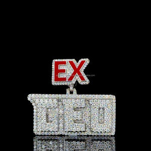 Colgante de moissanita Hip Hop, Plata de Ley 925, probador de diamantes, colgante de LETRA DE moissanita personalizado - Product Image 1