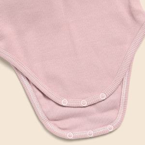 Premium Quality Organic Bamboo Elastane Long Sleeve Frill Bodysuits Blush <b>Pink</b> - Product Image 3