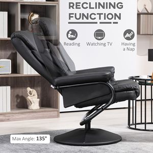 Poltrona Reclinabile Elettrica e Manuale con Poggiapiedi, Girevole a 360°, Schienale Regolabile, in Ecopelle Nera per Arredamento Soggiorno - Product Image 4