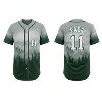 Jersey Baseball Sublimasi Cepat Kering Kerah V Kancing Penuh Motif Percikan Air Laut Biru Seragam Fast Pitch