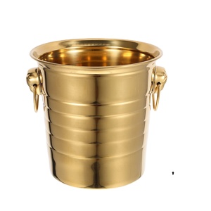 ถังน้ำแข็งโลหะเคลือบสีทองสไตล์วินเทจสำหรับตกแต่งโต๊ะด้วยลวดลายดอกไม้สำหรับงานเลี้ยงในบ้านและตู้แช่เบียร์ - Product Image 1