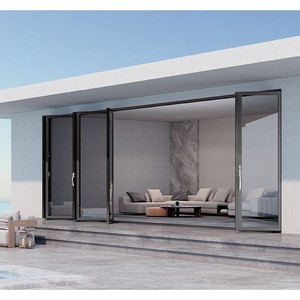 Aluminum Glass Entrance Sliding Door Frosted Glass Vertical Hinged Thermal Insulation Modern Design for Interior Home Villa Use - Product Image 6