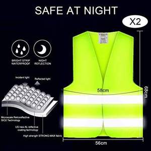 Gilet de sécurité haute visibilité jaune avec bandes réfléchissantes, vêtements de travail unisexes en polyester - Product Image 2