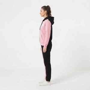 <b>Women's</b> Color Blocked Hooded Tracksuit Set <b>Fleece</b> 2-Piece Casual Sportswear Pink <b>Black</b> Full Sleeve Ankle Length - Product Image 3