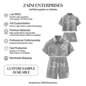 Ensemble T-shirt et short ZAINI personnalisé en tissu éponge 100 % polyester 280 GSM, blanc et rouge, coupe oversize, streetwear respirant, col ras du cou, logo frontal, fait main - Product Image 1