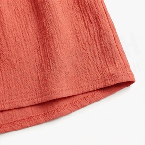 Jupe midi évasée corail pour femme, taille élastique avec cordon de serrage, décontractée, été, couleur unie, mélange viscose et coton - Product Image 6