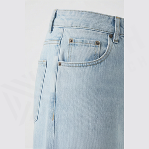 Jean en denim coupe droite délavé clair pour homme, taille haute, coupe classique, en coton, style décontracté, pantalon de printemps - Product Image 5