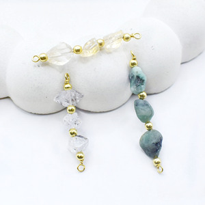 Rose Quartz Three Stone Necklace Gold Plated Raw Gemstone Chain Handmade Crystal Birthstone Jewelry Gift for Women <b>Wife</b> - Product Image 5