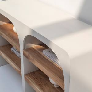 Console de présentation en bois Vandana Sierra Optima, mobilier d'appoint moderne minimaliste en bois massif - Product Image 6