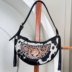 กระเป๋าหนังพระจันทร์ครึ่งดวงสำหรับผู้หญิงกระเป๋าสะพายไหล่ข้างเดียวหนังวัวหรูหรา - Product Image 5