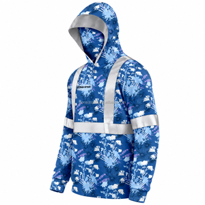 Sudadera con Capucha Floral Sublimada Personalizada, Cinta Reflectante de Alta Visibilidad, Ropa de Trabajo Unisex, Sudadera de Seguridad de Poliéster Estampada, Ropa de Trabajo y Moda - Product Image 1