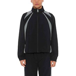Veste de survêtement pour homme, noire et grise, à blocs de couleur, entièrement zippée, col montant, style sportif, coupe classique, pour l'automne - Product Image 4