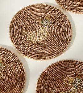Zodiac <b>Seed</b> Beaded Glass Eco-Friendly Handmade Contemporary Customizable Coaster Set for Dining Coffee Tables Embroidery <b>Mats</b> - Product Image 1