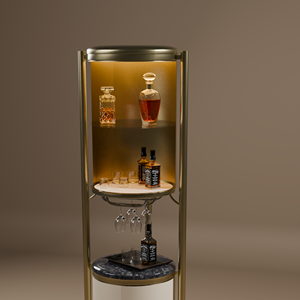 Pillar Luxury <b>Bar</b> Cabinet <b>Table</b> – 2-Section Spinning Design with Solid Wood & Wine Storage - Product Image 1