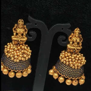 Laxmi Matte Style Traditional Jhumki-18K Gold Plated Pearl & Diamond Earrings for Wedding & Engagement - Product Image 2