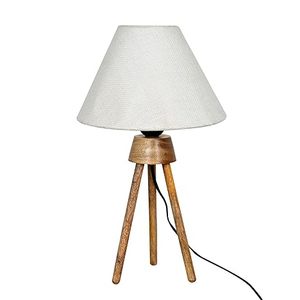 Lampe de sol moderne en bois avec abat-jour rembourré et base trépied pour l'agencement de la maison, le salon et la décoration intérieure (Blackout) - Product Image 5