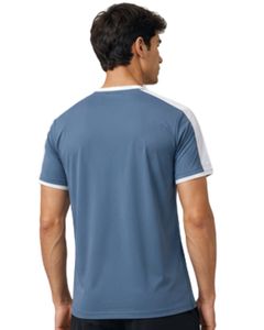 เสื้อยืดกีฬาผู้ชายสีฟ้าขาวแบบกำหนดเองจากผู้ผลิต ระบายอากาศได้ดี แห้งเร็ว เหมาะสำหรับออกกำลังกาย วิ่ง และฝึกซ้อม ผลิตจากโพลีเอสเตอร์ - Product Image 2