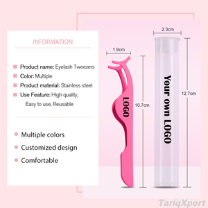 Pince à cils professionnelle en acier inoxydable pour la pose de faux cils, outil d'application en plastique pour cils, vente en gros - Product Image 2