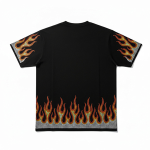 T-shirt personnalisé avec strass, design DIY, impression scintillante en cristal, prix de gros, commande en gros, streetwear vierge brillant - Product Image 5