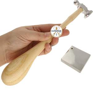 Martillo de carpintero y bloque de trabajo de doble cara con mango de madera de 10.75 pulgadas – Bloque de acero de 1.5 pulgadas con orificio para remachar y doblar - Product Image 2