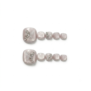 Uñas DE LOS PIES Desnudo Lavanda-Gris Suave Femenino Silken Wings Plástico Pre-diseñado - Product Image 1