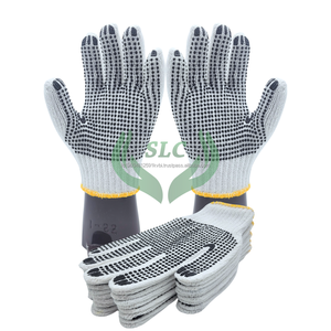 ถุงมือนิรภัยทำจากผ้าฝ้ายสำหรับงานทำมือถุงมือพีวีซีแบบเจาะรู - Product Image 1