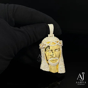 Colgante de Jesús con Corona de Moissanita Chapado en Oro, Estilo Hiphop, con Incrustaciones Brillantes, Joyería Unisex para Regalo o Fiesta - Product Image 6