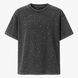 เสื้อยืดประดับเพชรแบบใหม่สำหรับผู้หญิง สั่งทำได้ ราคาถูก แฟชั่นทันสมัย ขายส่ง เสื้อผ้าฤดูร้อน - Product Image 1