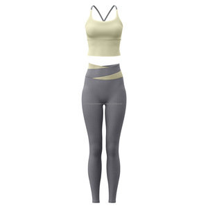 Conjunto de Yoga Personalizado para Mujer, 2 Piezas, Sin Costuras, Spandex/Poliéster, Color Sólido, Transpirable, para Gimnasio y Entrenamiento - Product Image 3