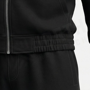 Survêtement à capuche pour homme, fermeture éclair intégrale, sweat-shirt sportif bicolore avec poches latérales, tenue d'automne, design noir, rouge et blanc - Product Image 5