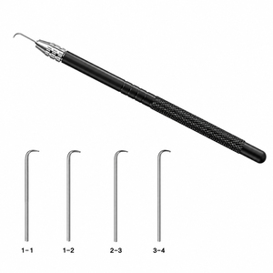 Kit de porte-aiguilles ventilés en aluminium noir avec poignée moletée double texture, aiguilles à crochet micro en acier, outils pour la confection de perruques en dentelle - Product Image 1