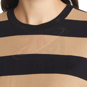 เสื้อครอปท็อปแขนสั้นคอกลมลายทางสำหรับผู้หญิง สไตล์สตรีทแวร์ ทรงหลวม ผ้าถักนิตติ้ง คอตตอน คุณภาพพรีเมียม กำลังเป็นที่นิยม - Product Image 4