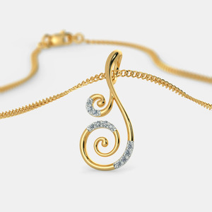 Collar con Colgante de Diamante Cultivado en Laboratorio, Doble Espiral, Oro Amarillo - Product Image 3
