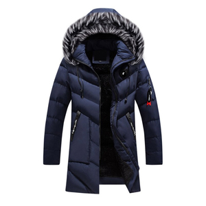 Parka Larga de Invierno para Hombre con Capucha y Ribete de Piel, Abrigo Grueso Acolchado, Cortavientos con Cremallera, Ropa Exterior Cálida e Informal, Parkas para Hombre - Product Image 1