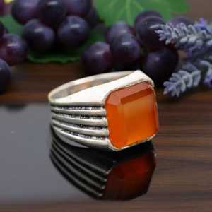 Orange Onyx <b>Ring</b> 925 Sterling Silver Mens Handmade Gemstone Jewelry <b>Statement</b> <b>Ring</b> Elegant Gift For Him - Product Image 4