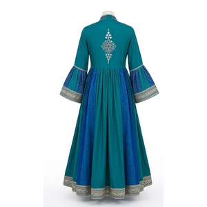 Low Moq Women Traditional Floor Length Cotton Afghan Kuchi Dress Embroidered <b>Blue</b> Green Loose Fit Wedding Wear Afghan Kuchi Dres - Product Image 2