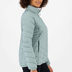 Chaqueta Acolchada Ligera para Mujer, Cuello Alto, Cierre de Cremallera, Manga Larga, Color Sólido, Cortavientos - Product Image 3