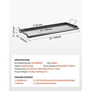 Piastra per Griglia a Gas Rettangolare Portatile in Acciaio al Carbonio 32x14 Pollici, Piastra Universale Teppanyaki per Barbecue - Product Image 5