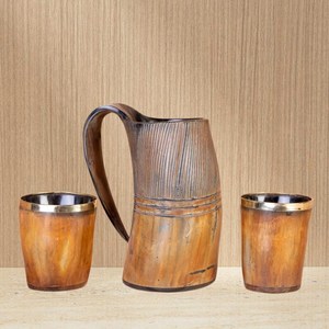 Jarra de Cerveza Tradicional de Cuerno de Búfalo, Hecha a Mano, con Patrón de Grano Natural, para Restaurantes, Tabernas y Uso Doméstico - Product Image 1