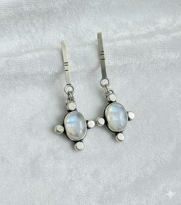 Pendientes Colgantes de Plata de Ley 925 con Piedra Lunar Arcoíris Tibetana y Engaste de Bisel, Hechos a Mano, Estilo Bohemio, con Gema, para Mujer - Product Image 3
