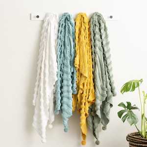 Manta de Algodón Hecha a Mano con Borlas para Sofá, Cama, Decoración Boho para el Hogar - Product Image 2