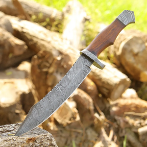 Cuchillos LEGACY BLADES, Cuchillo de Caza Fijo de Acero de Damasco Hecho a Mano, Mango de Madera, para Campamento, Supervivencia al Aire Libre, Fabricante OEM - Product Image 3