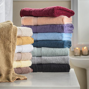 Ensemble de serviettes en coton, couleur unie, tissées, rectangulaires, douces pour la peau, style usage domestique - Product Image 2